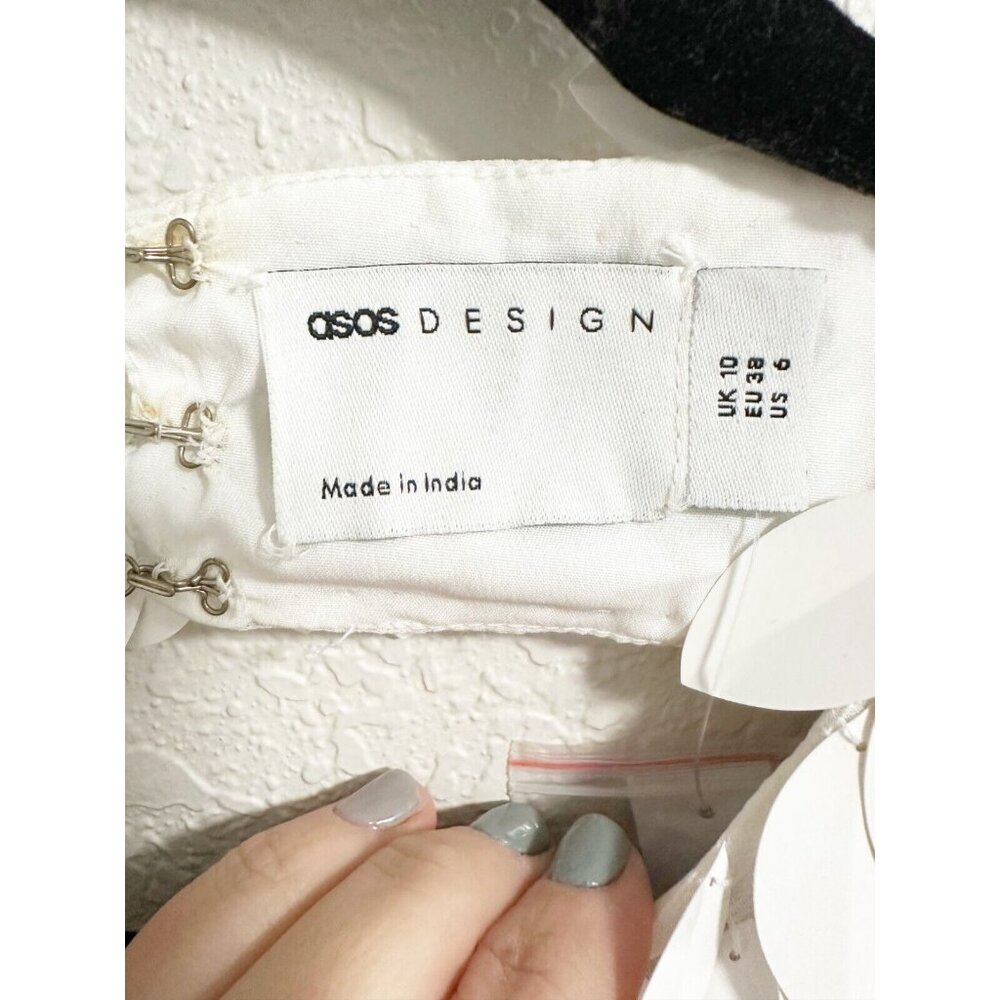 ASOS Cream Sequin/Paillette Mini Dress - Picture 7 of 8
